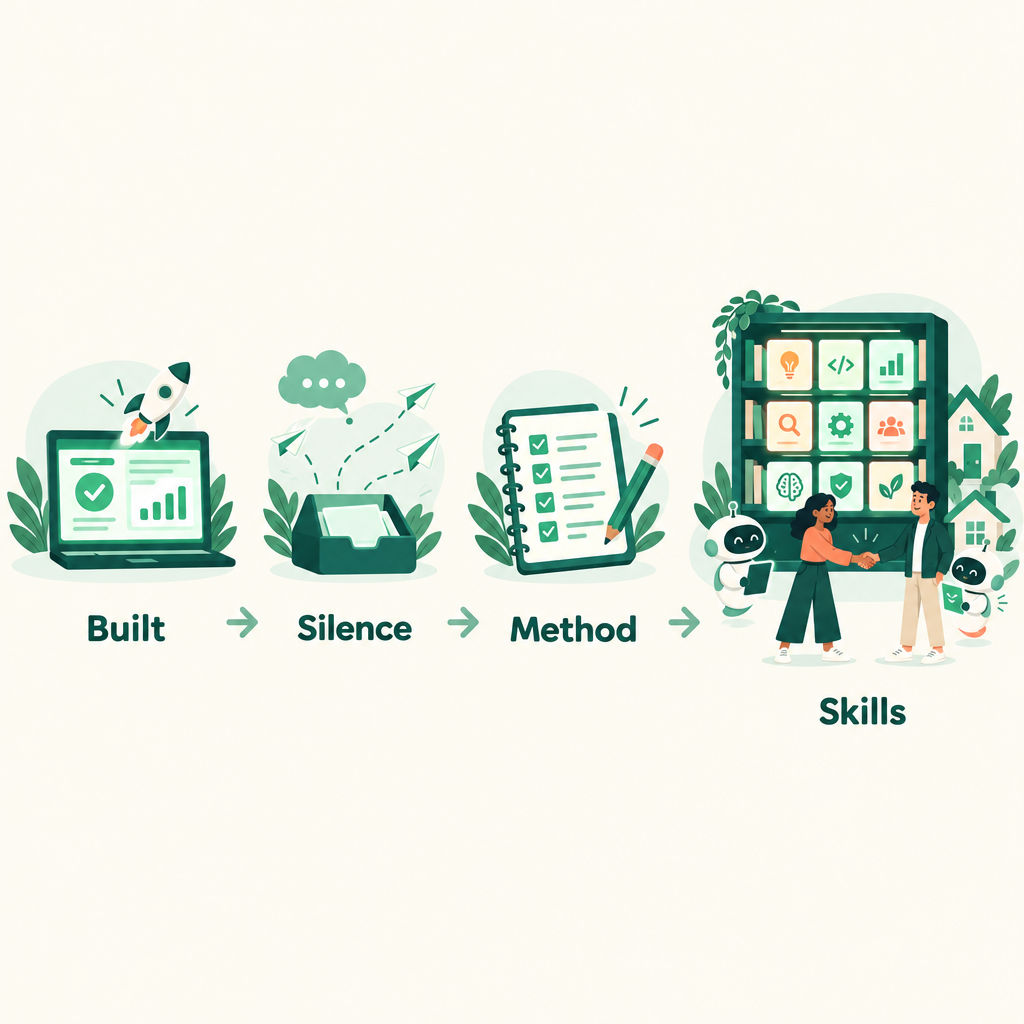 From a finished product, through silence, to a written method and a skill library