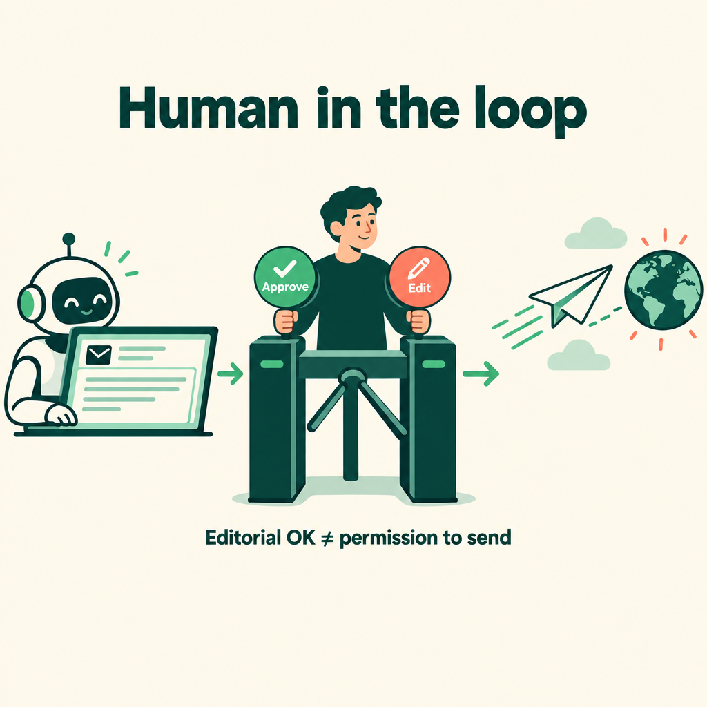 Human in the loop: editorial OK is not permission to send